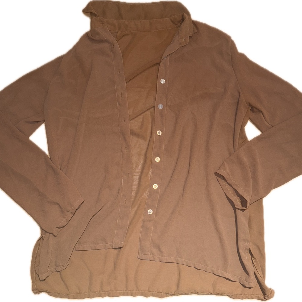 Lightweight Tan Button-Up Shirt
